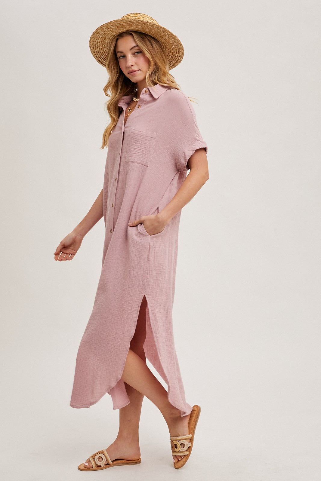 Maxi Dusty Pink Shirt Dress