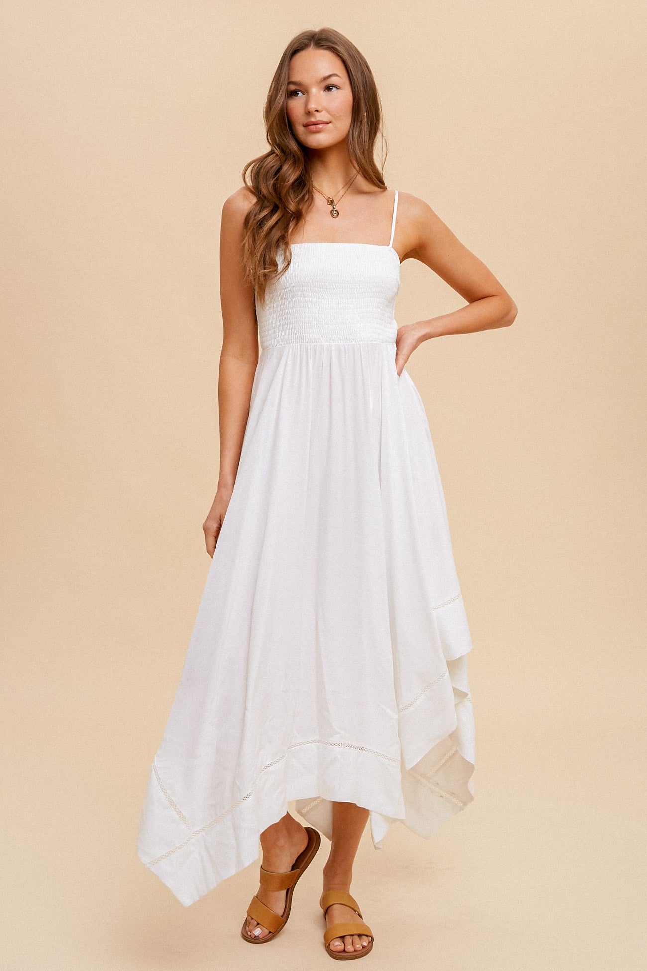 White Asymmetrical Cami Dress