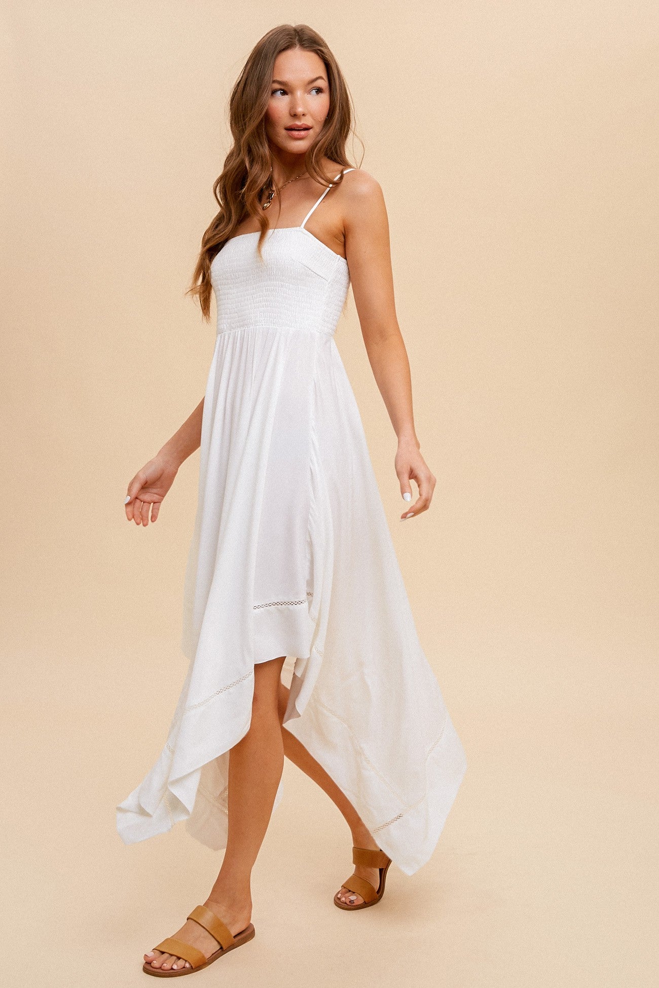 White Asymmetrical Cami Dress