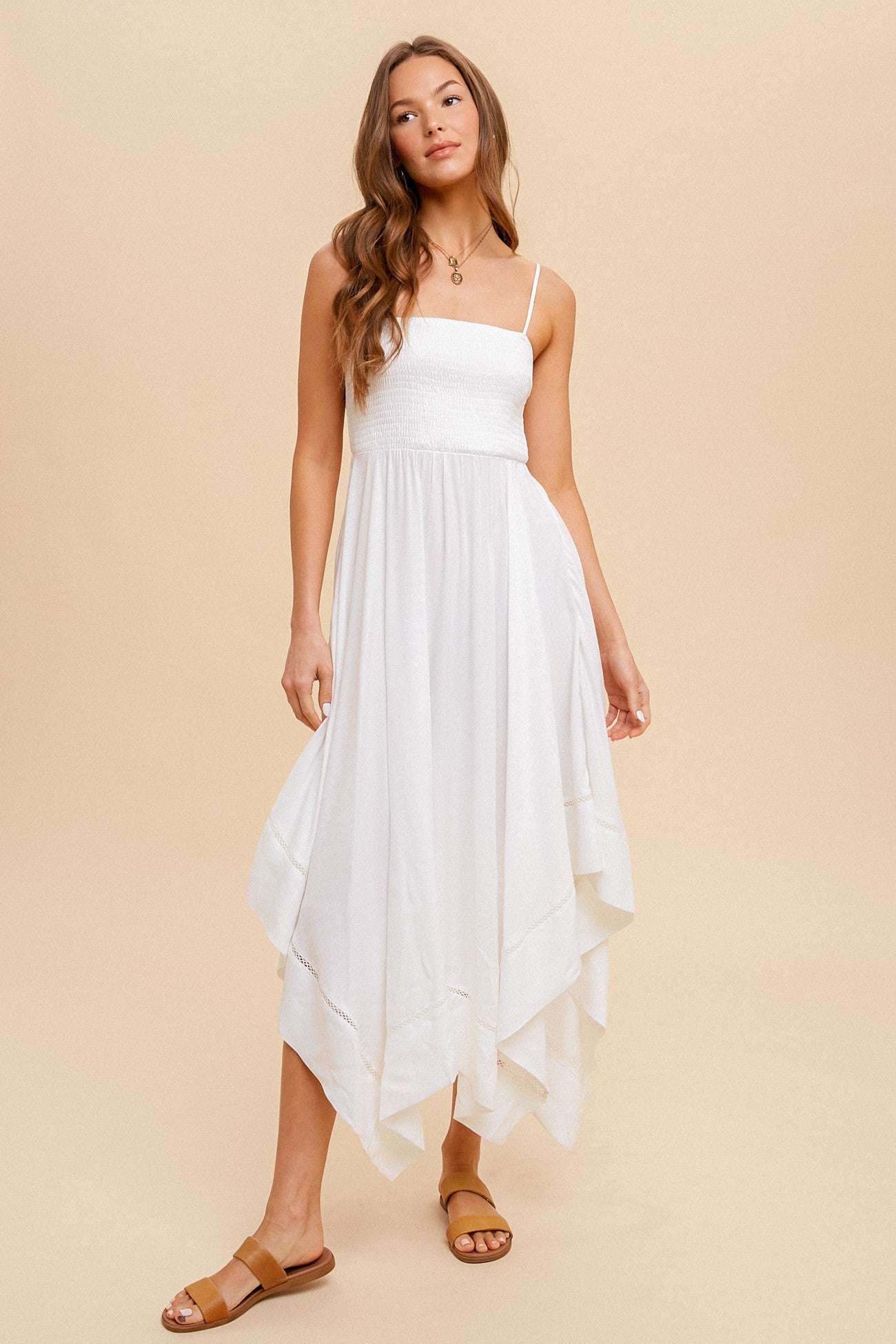 White Asymmetrical Cami Dress
