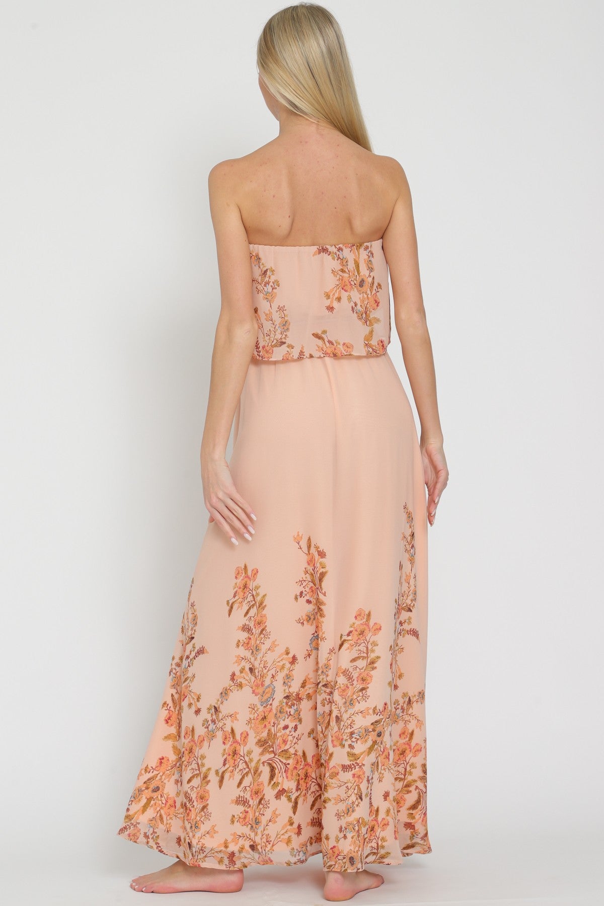 Vintage Peach Tube Maxi Dress