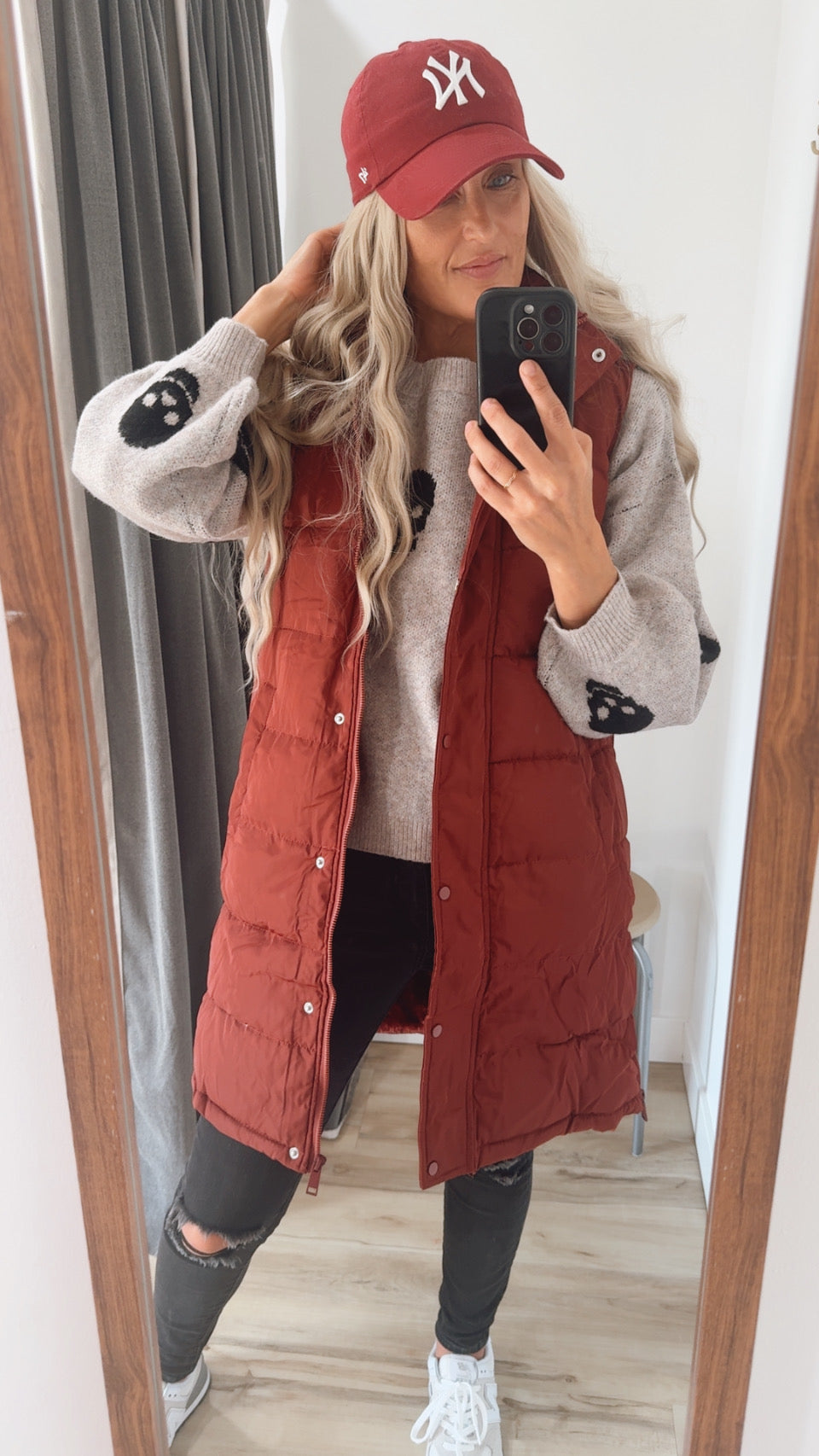 Puffer long Vest - Brick