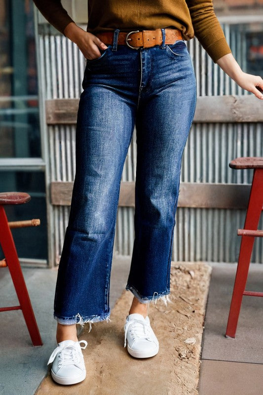 Raw Hem High Waist Flared Jeans