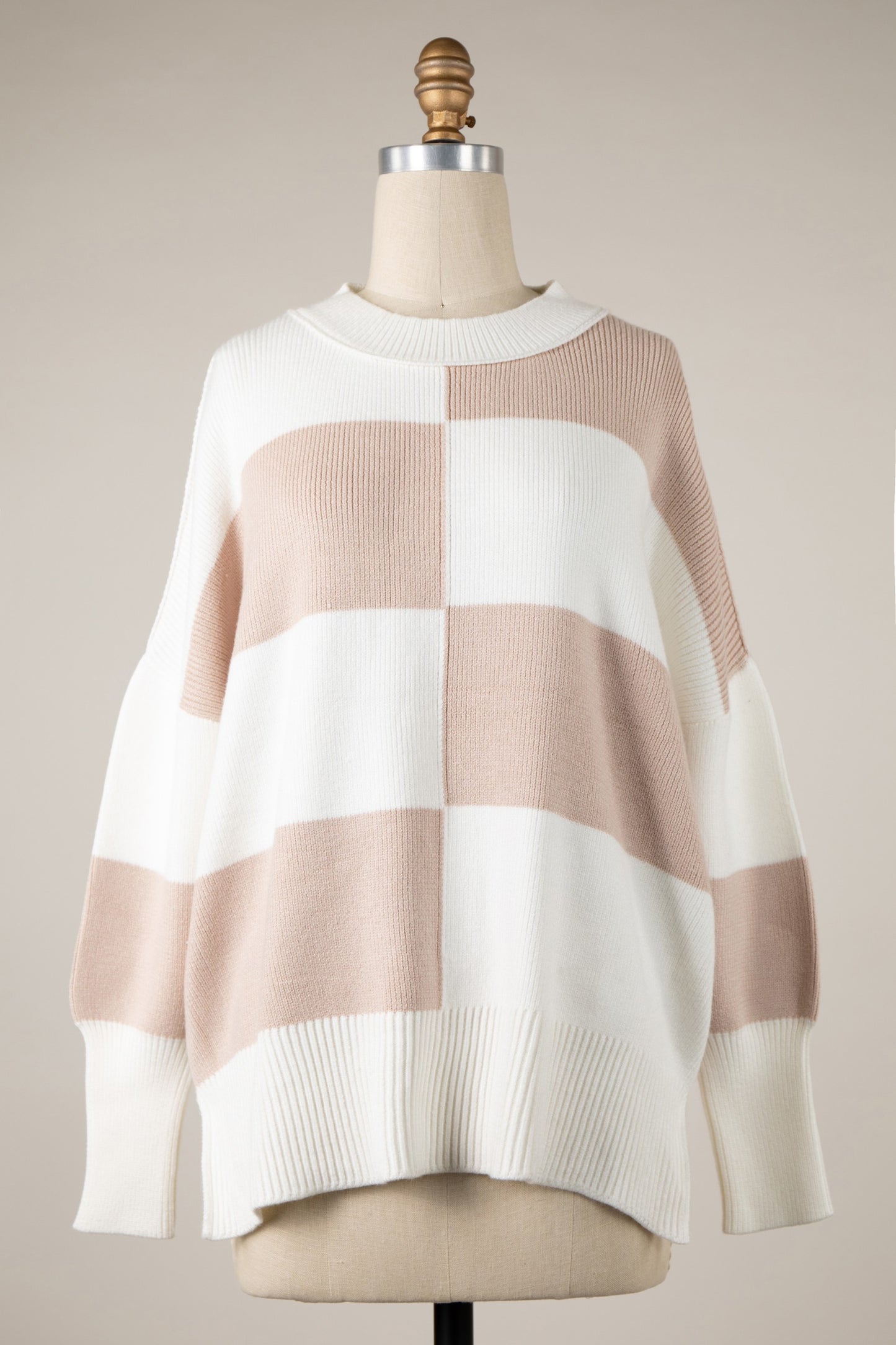 Checkered Block Oversized Sweater