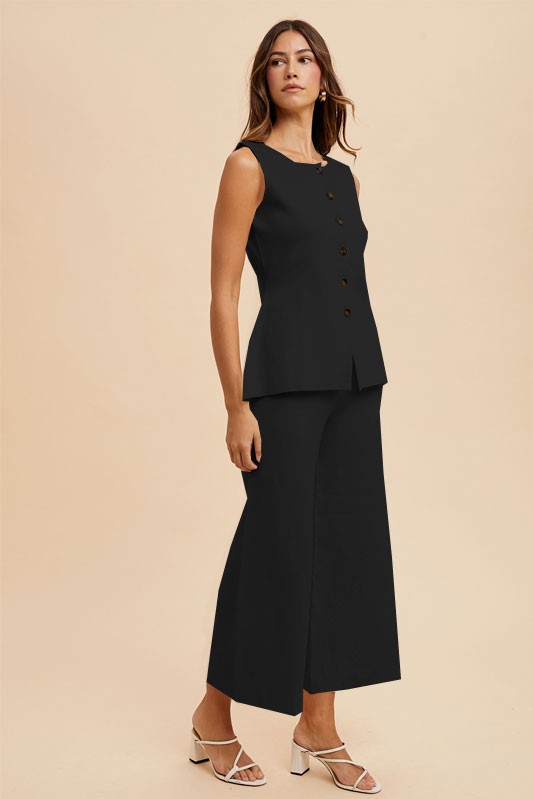 Sweater Vest & Wide Leg Pants Set