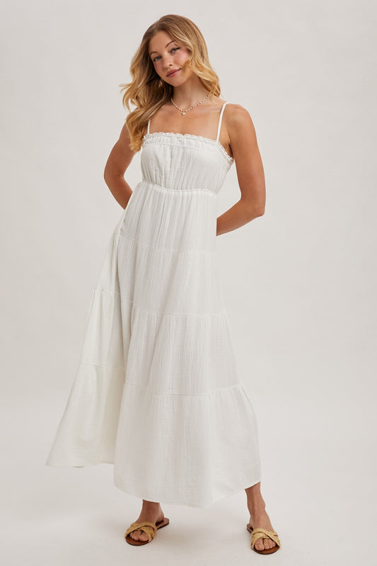 White Ruffle Maxi Sundress