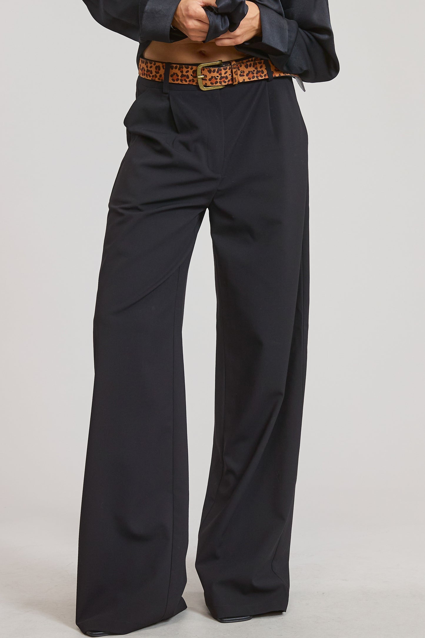 Classic Pleated Wide-leg Trouser Pants