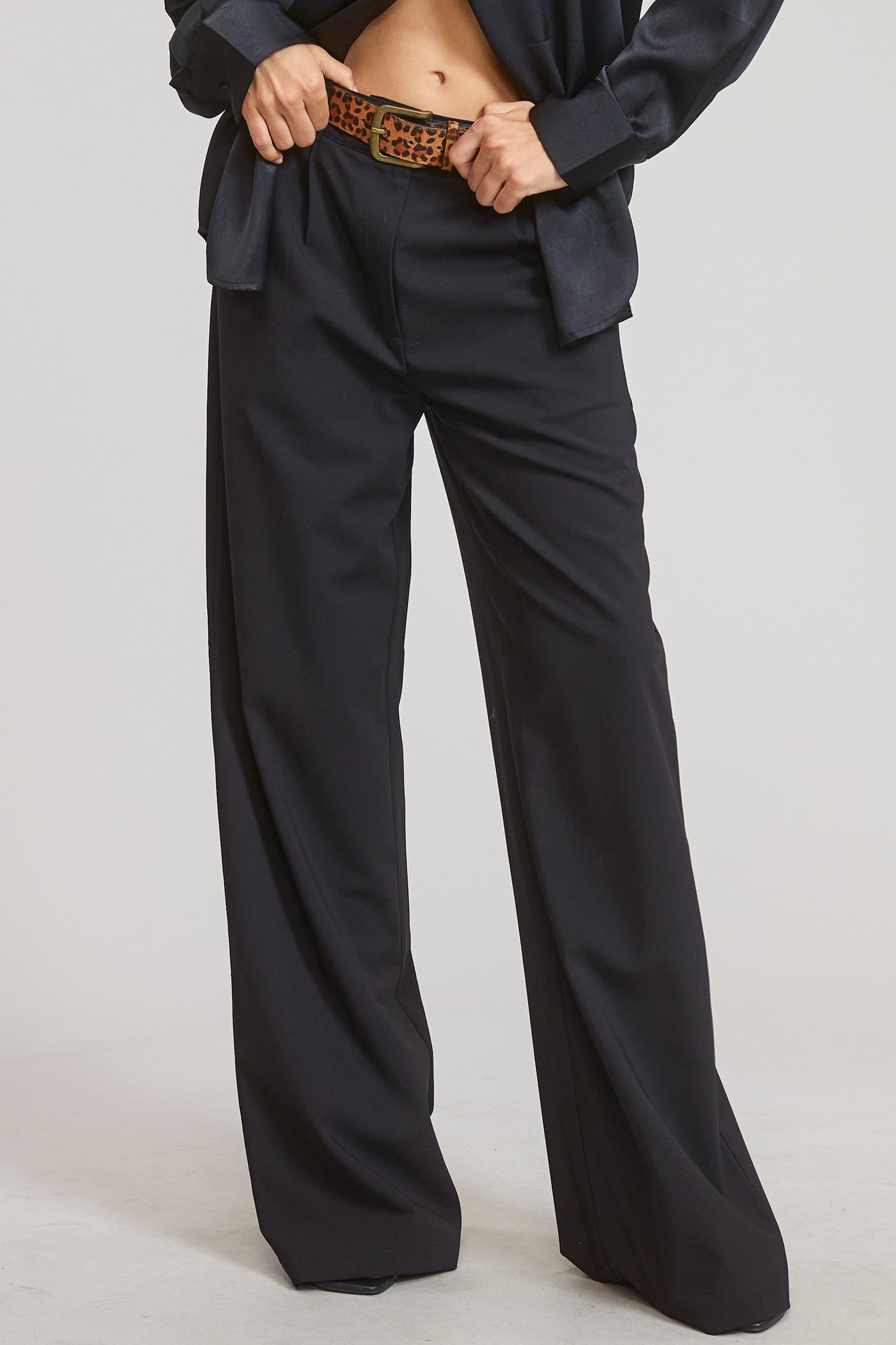 Classic Pleated Wide-leg Trouser Pants