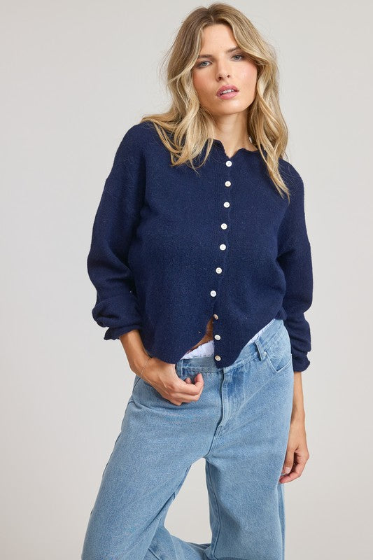 Classic Navy Cardigan Top