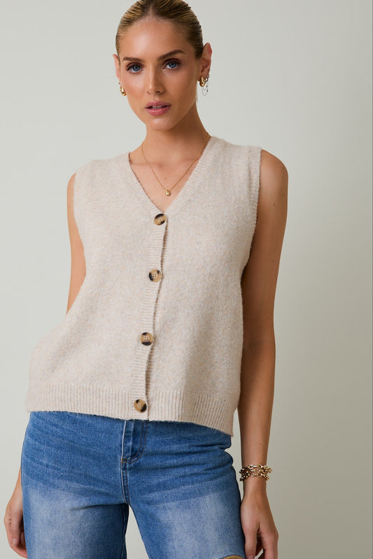 V-neck Button Down Sweater Top