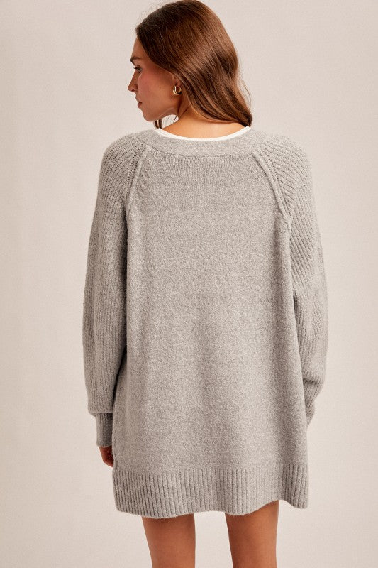 Grey Button Down Sweater Cardigan