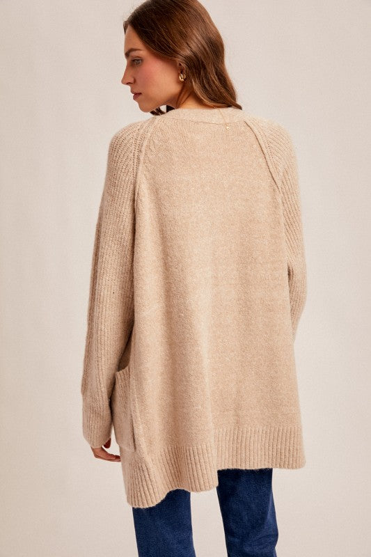 Taupe Button Down Sweater Cardigan