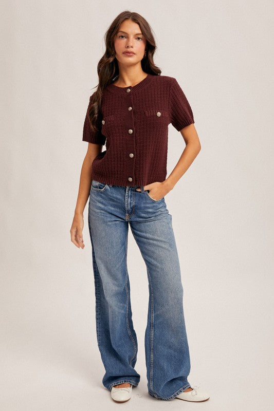 Eggplant Short Sleeve Sweater