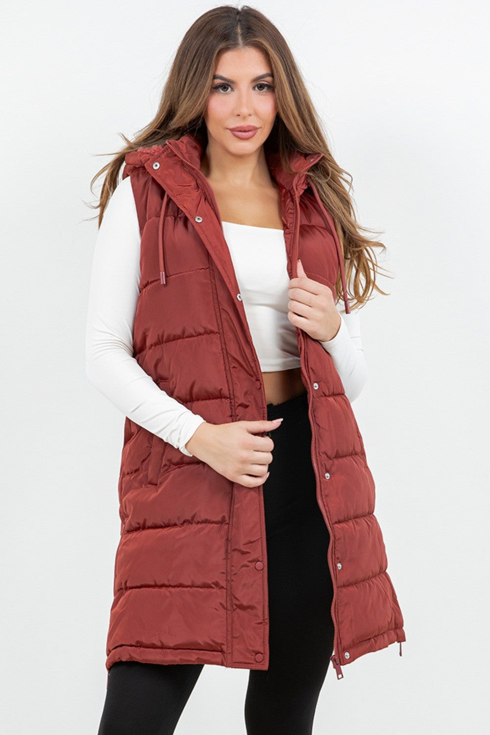 Puffer long Vest - Brick