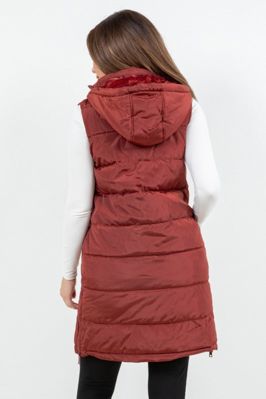 Puffer long Vest - Brick