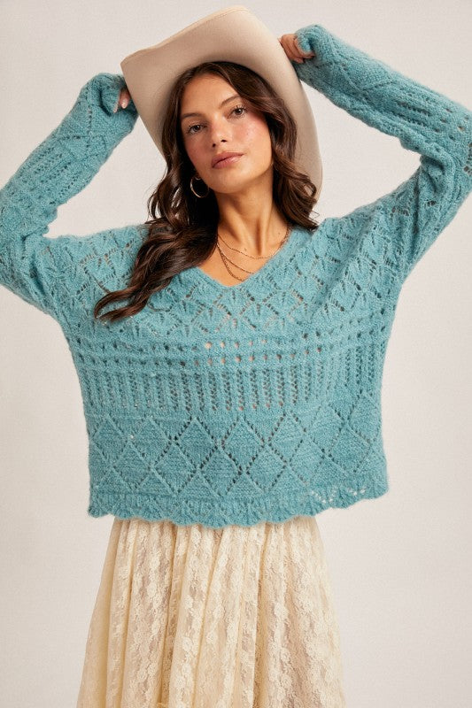 Aqua Crochet Sweater