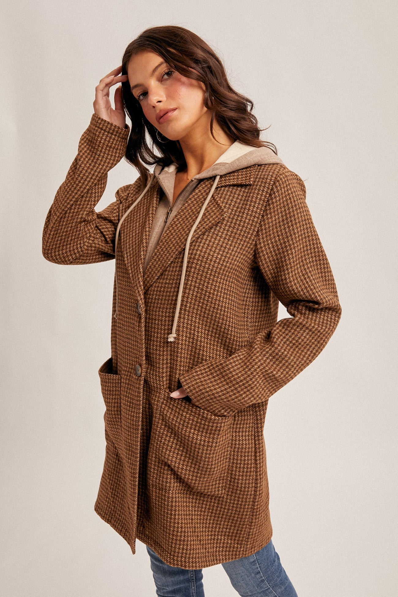 Detachable Hoodie Two-fer Coat