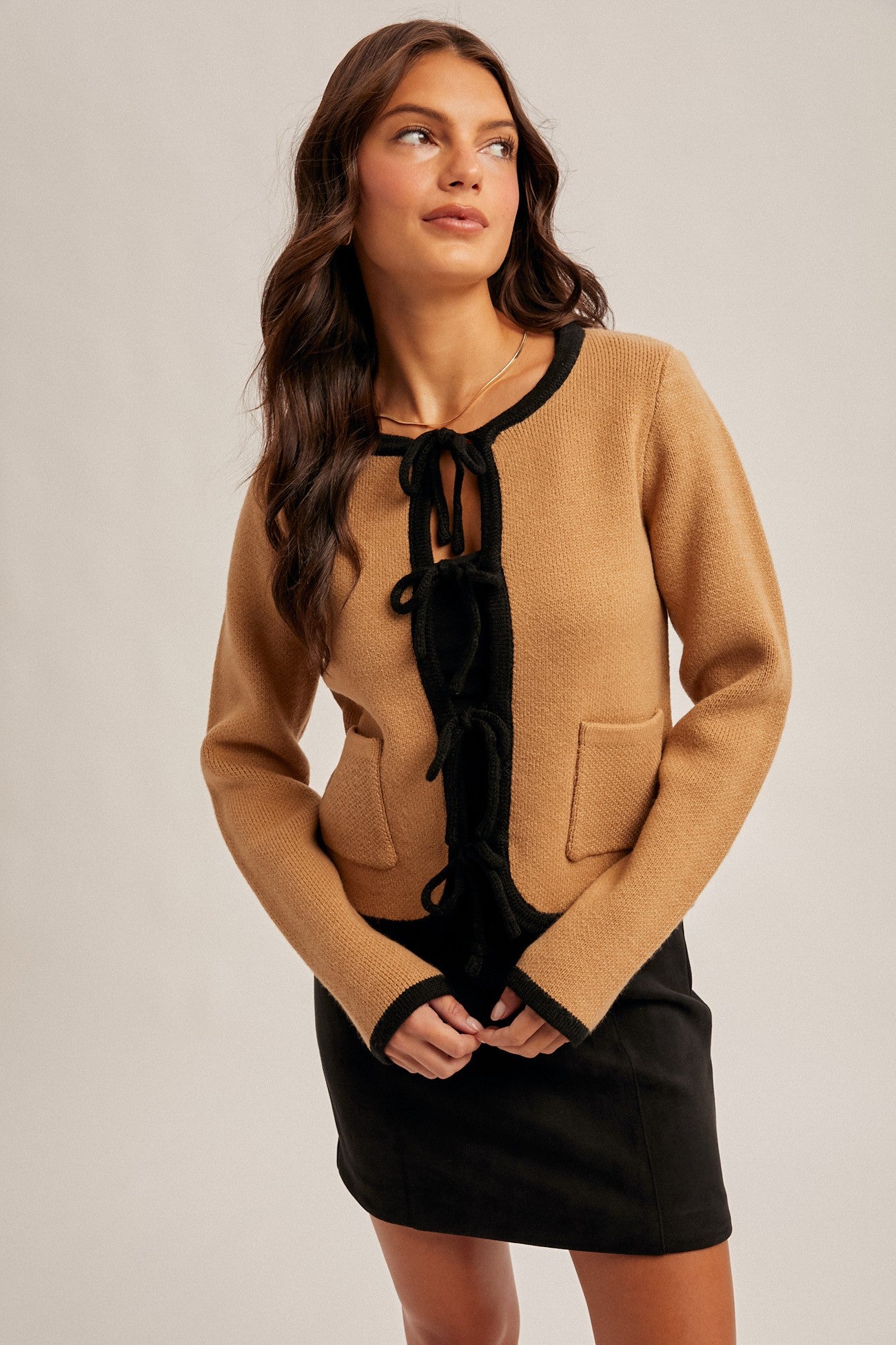 Front Tie Sweater Cardigan