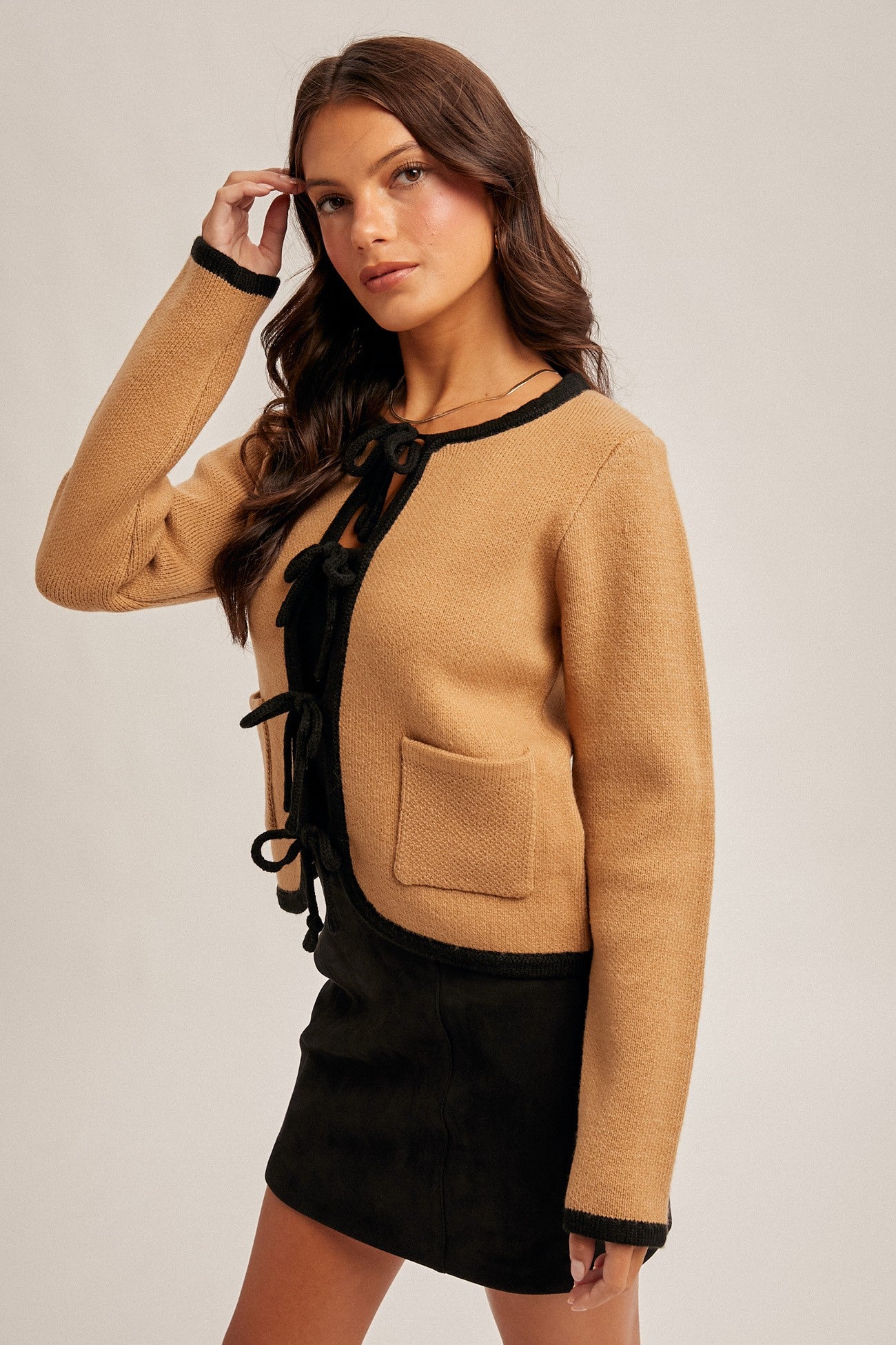 Front Tie Sweater Cardigan