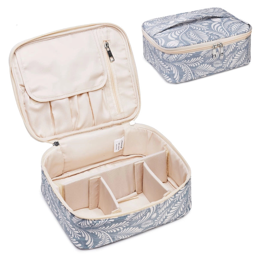 | Blue Leaf Travel Makeup Bag Large Cosmetic Bag Makeup Case Organizer