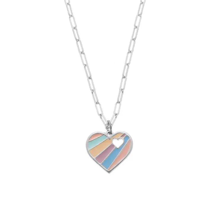 | Goddess Necklace | Enamel-Filled Heart Charm Necklace