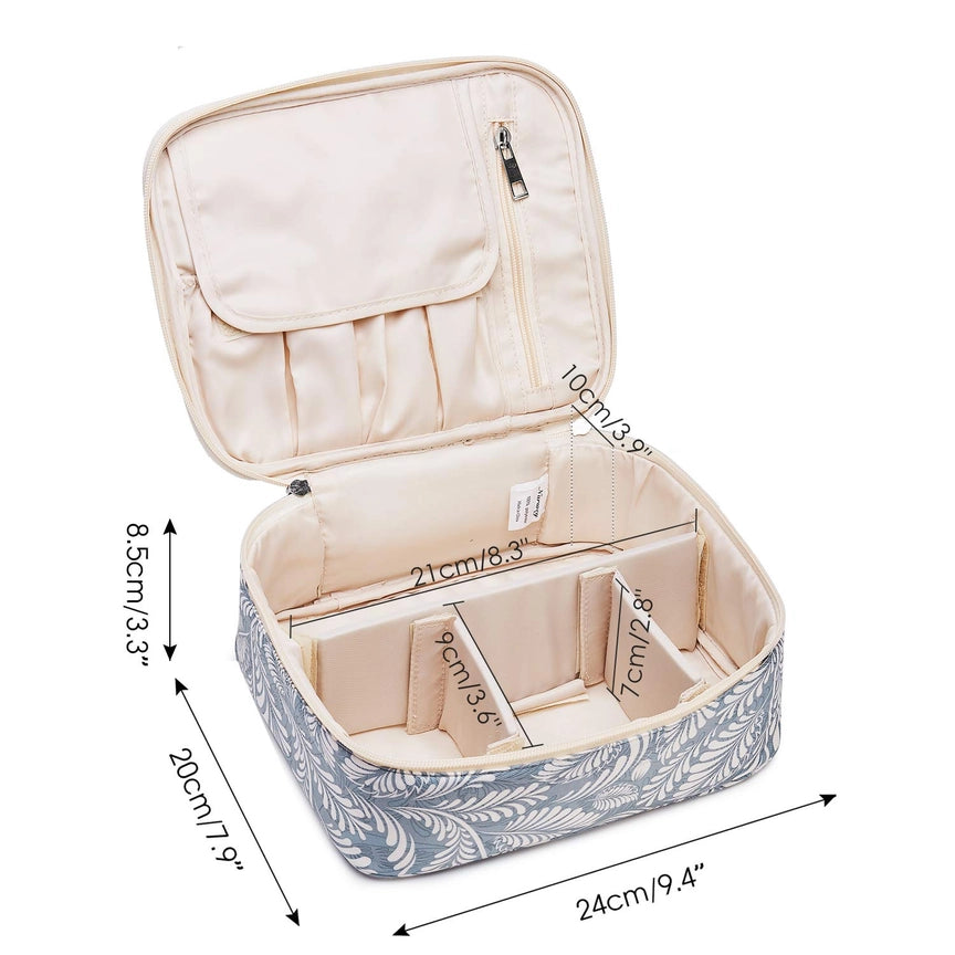 | Blue Leaf Travel Makeup Bag Large Cosmetic Bag Makeup Case Organizer