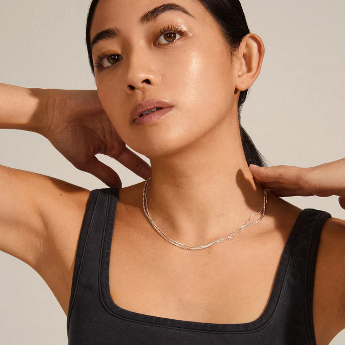 * MILLE Silver Plated 2-IN-1 CRYSTAL Necklace