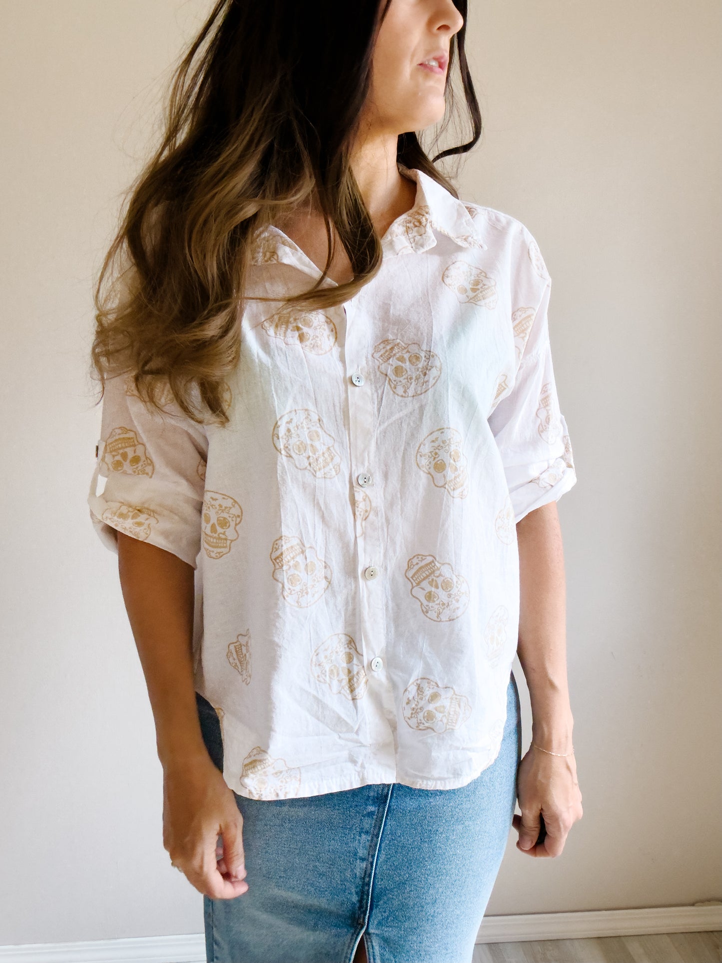 | Skull Face Button Down Shirt