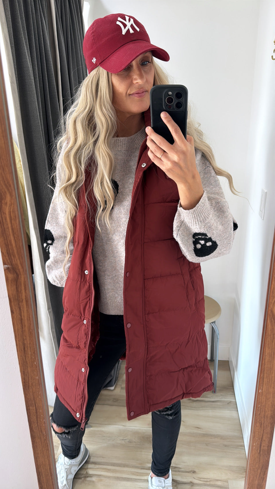 Puffer long Vest - Brick