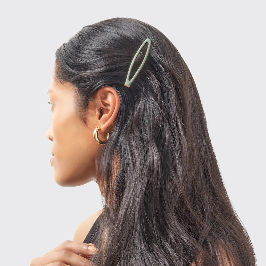 | Enamel Elongated Snap Clips 4pc - Eucalyptus ( Ships For Free )