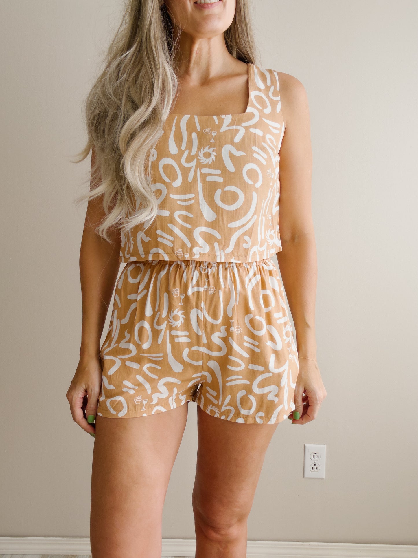 | Sleeveless Brown Short Set