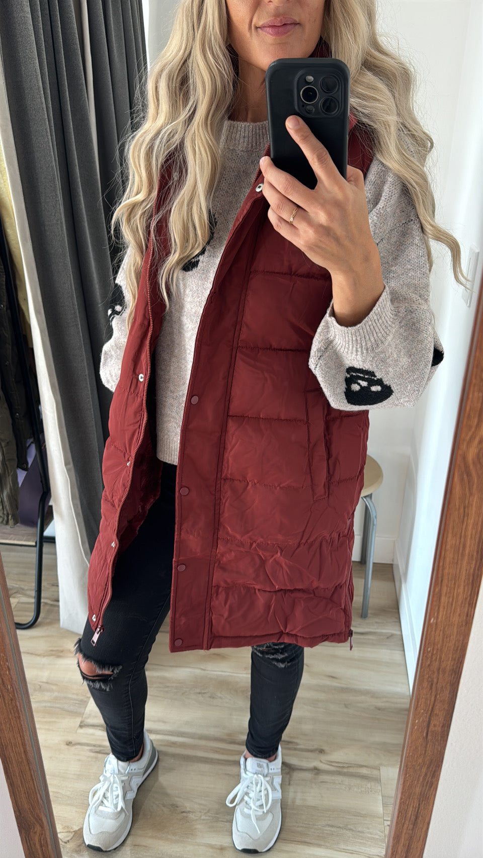 Puffer long Vest - Brick