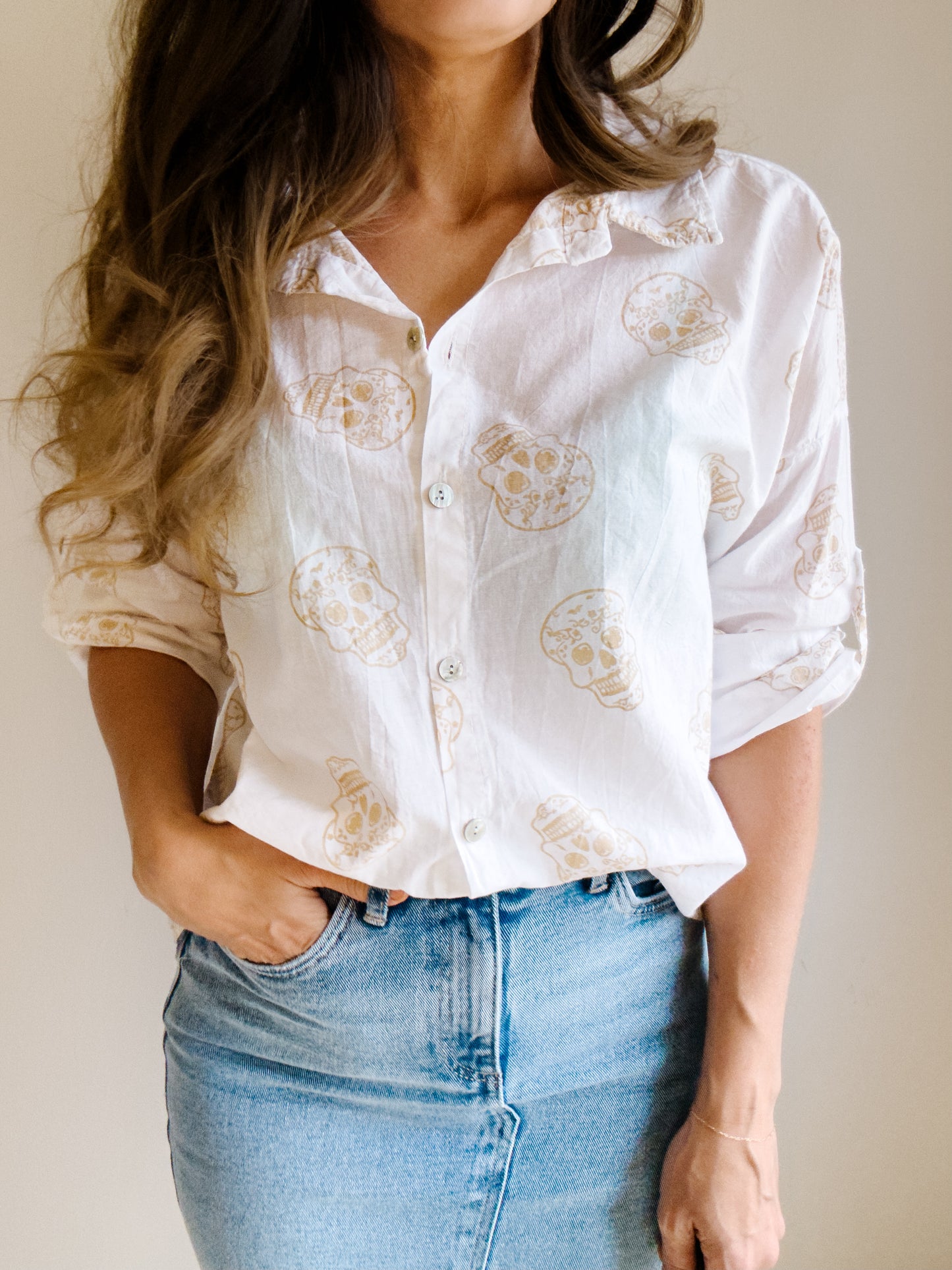 | Skull Face Button Down Shirt