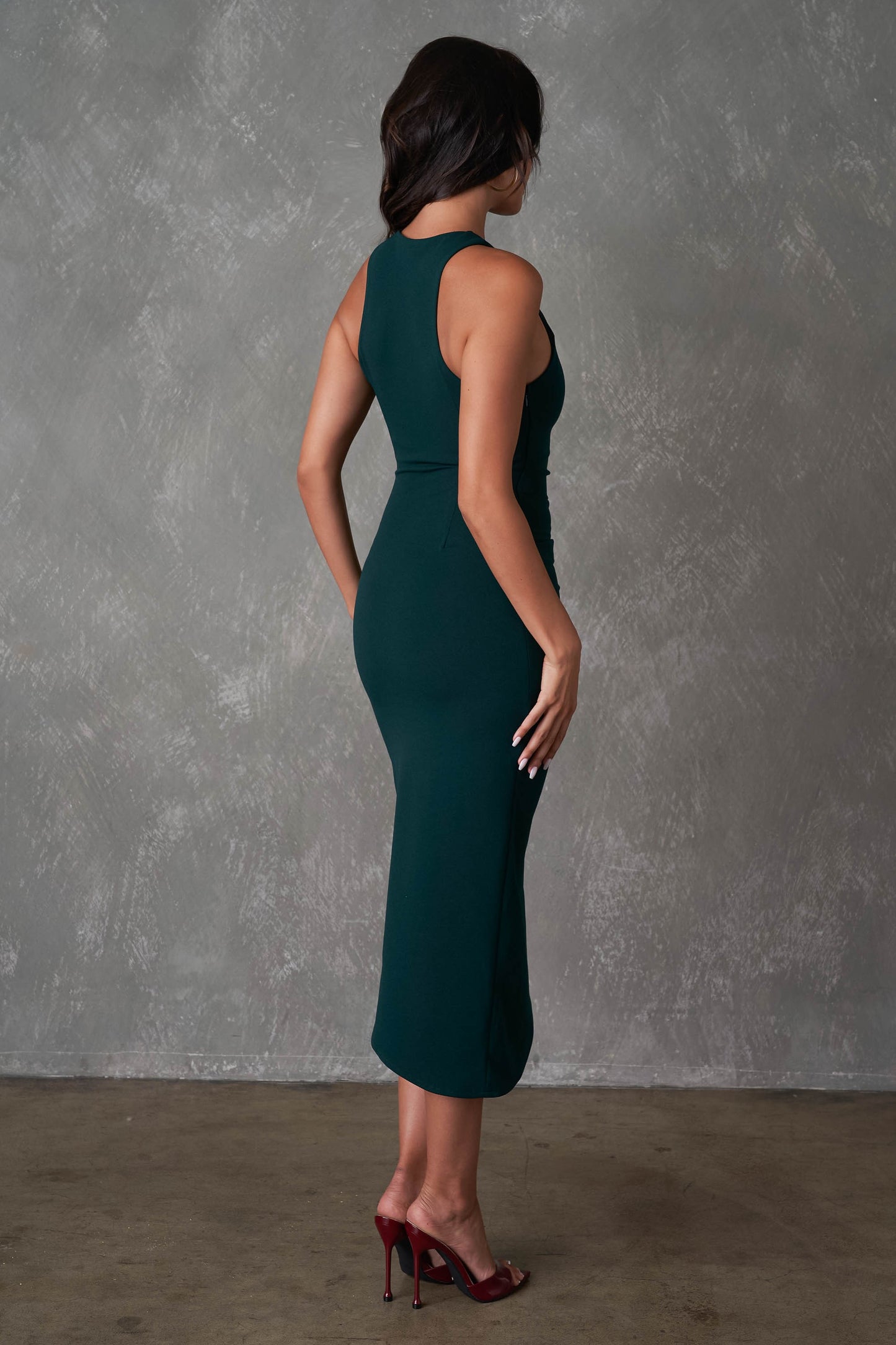 Hunter Green Timeless Classic Sleeveless Mia High Low Dress