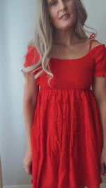 Cherry Red Off The Shoulder Dress