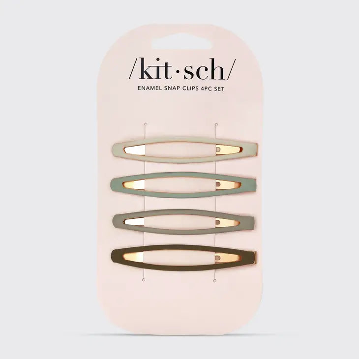 | Enamel Elongated Snap Clips 4pc - Eucalyptus ( Ships For Free )
