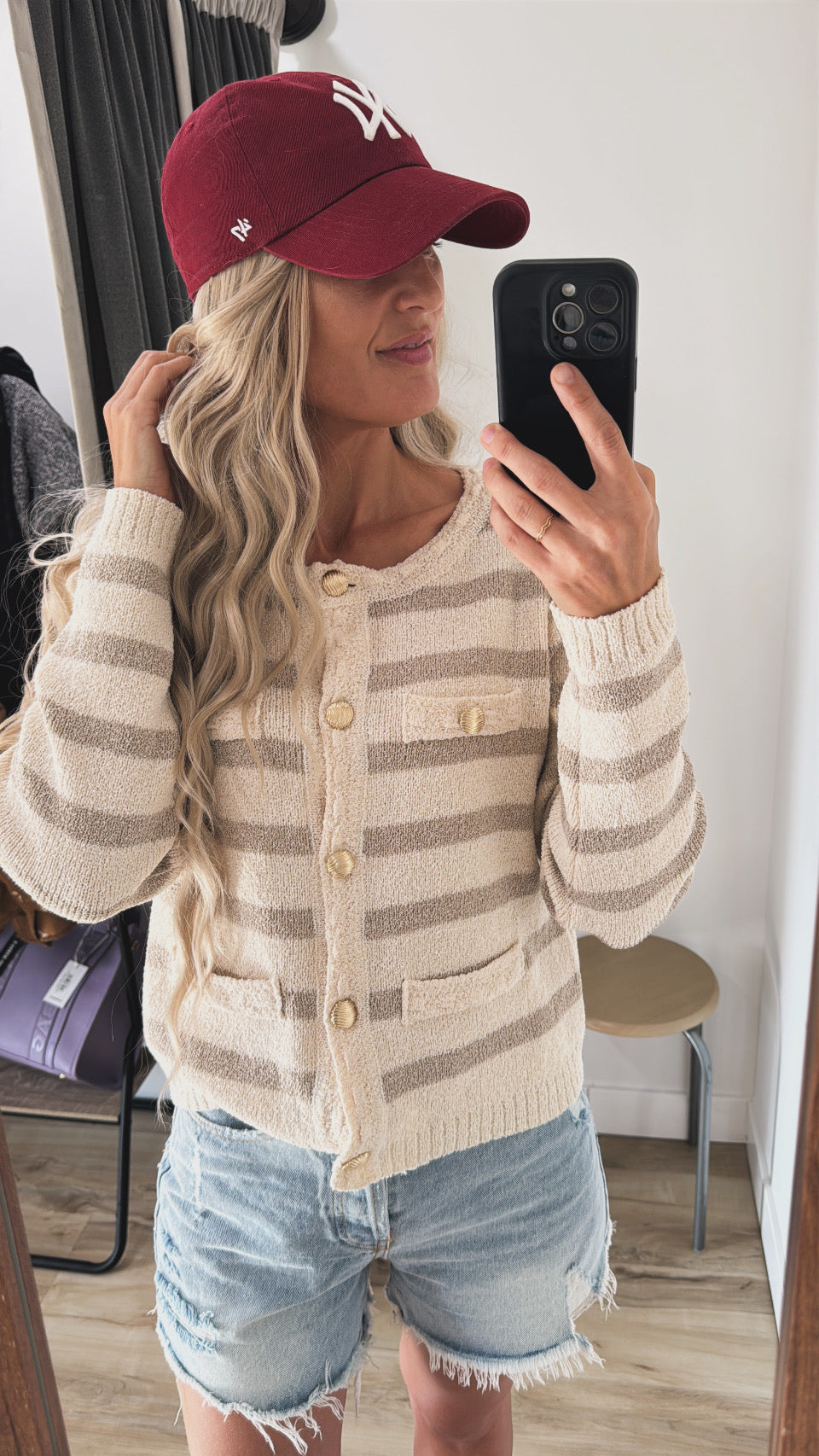 Taupe Button Sweater Cardigan Jacket