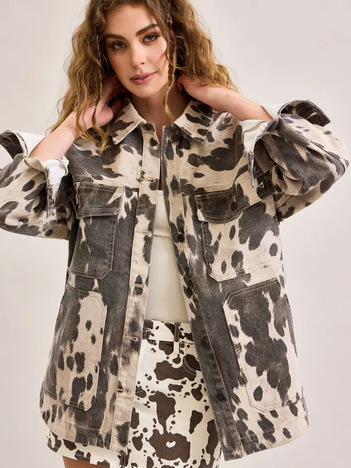 Cow Print Oversized Shacket