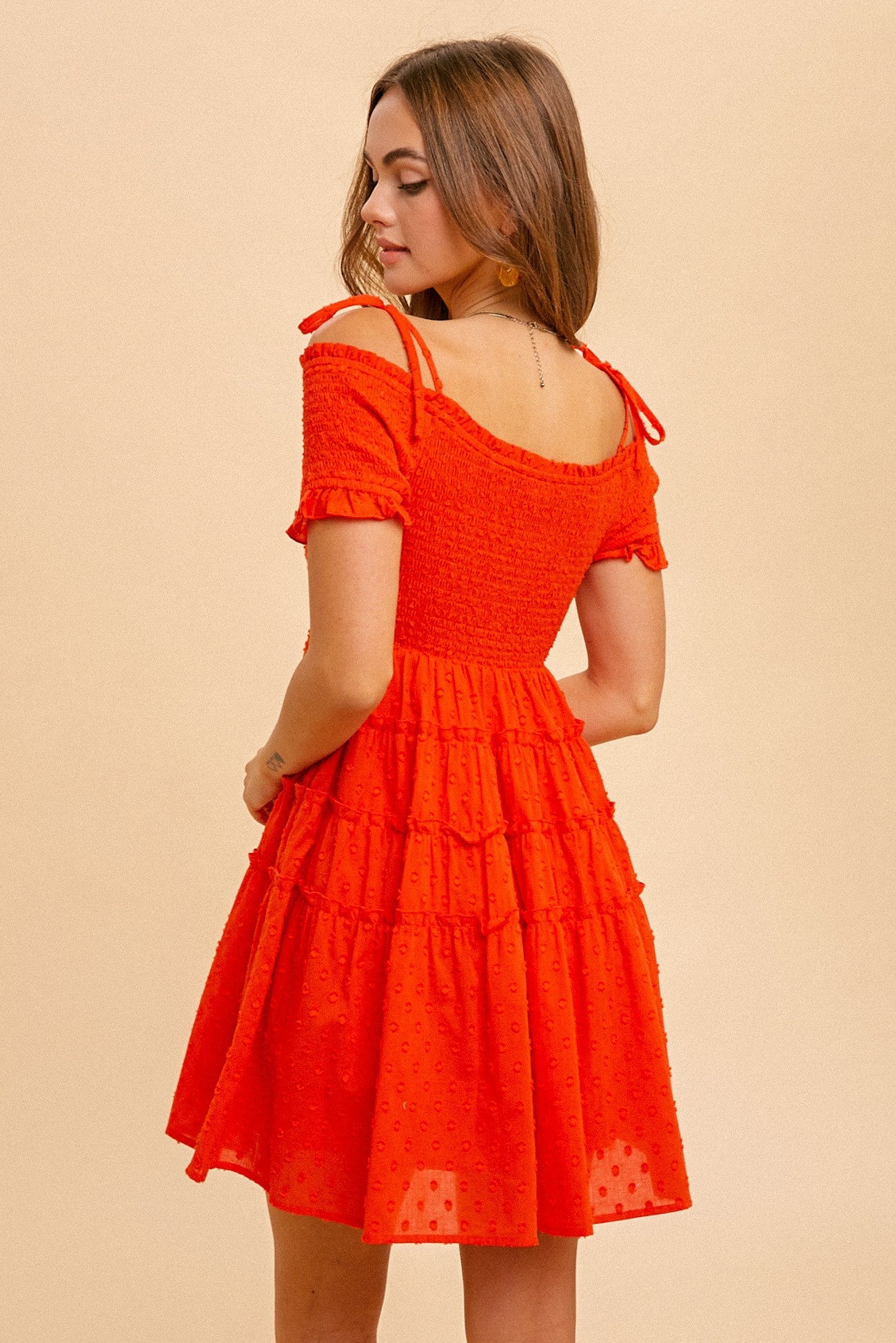 Cherry Red Off The Shoulder Dress