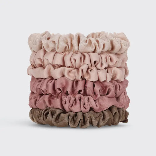 Petite Satin Scrunchies 6pc - Terracotta