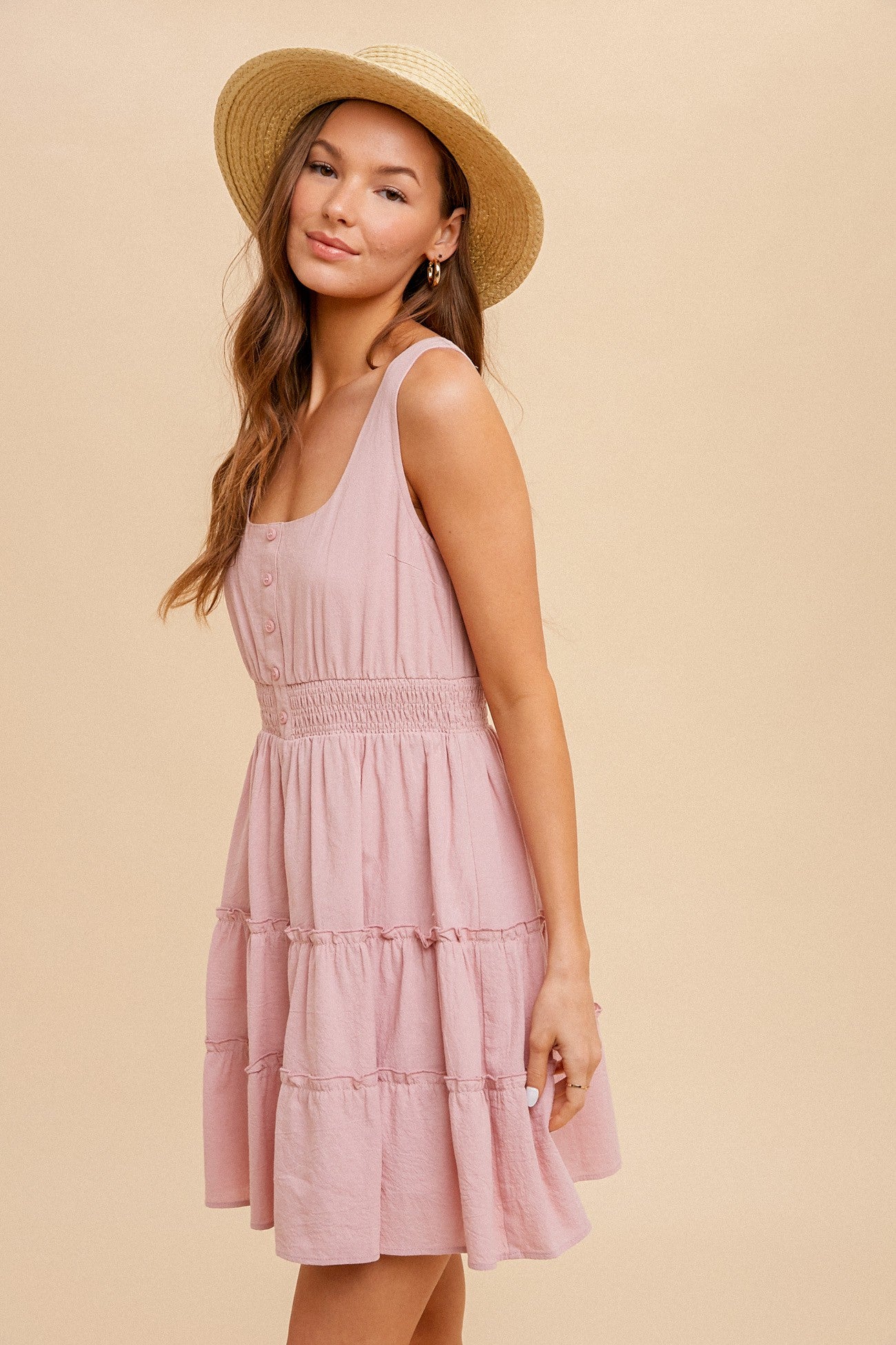 Ruffle Pink Mini Dress