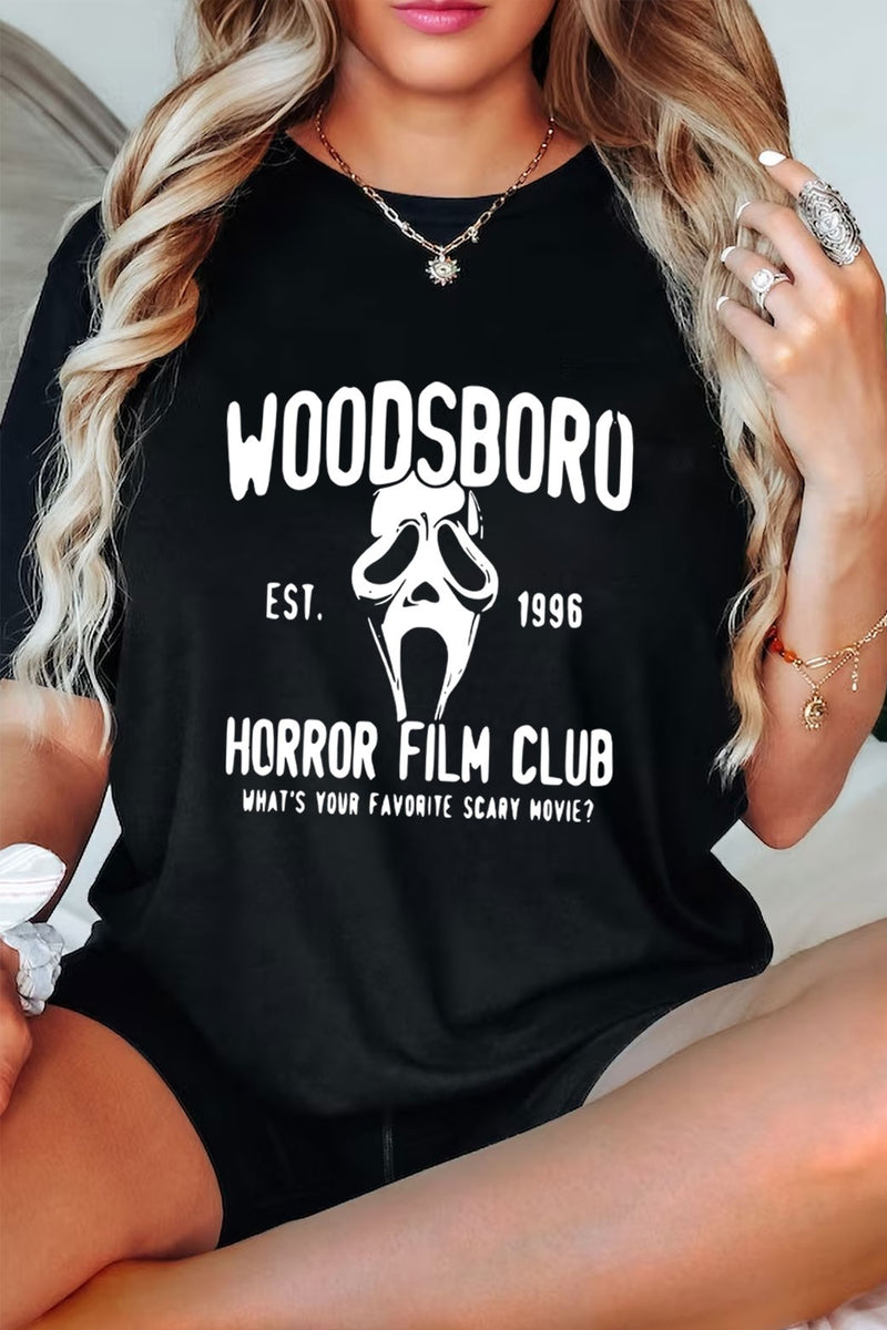 ^< Black Woodsboro Horror Film