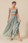 Dusty Sage Smocked Top And Flowy Maxi Skirt Set