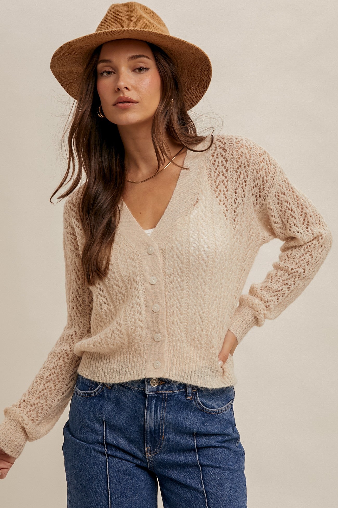 Natural Pointelle Cardigan