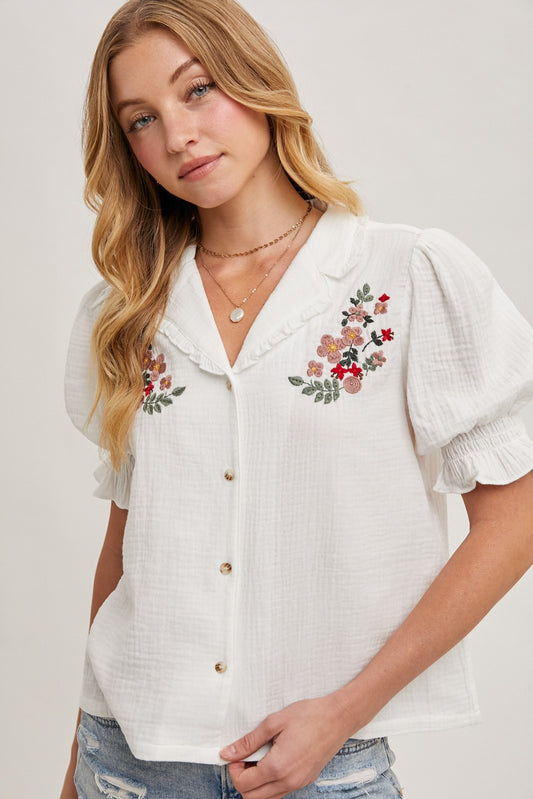 Ivory Embroidered Top