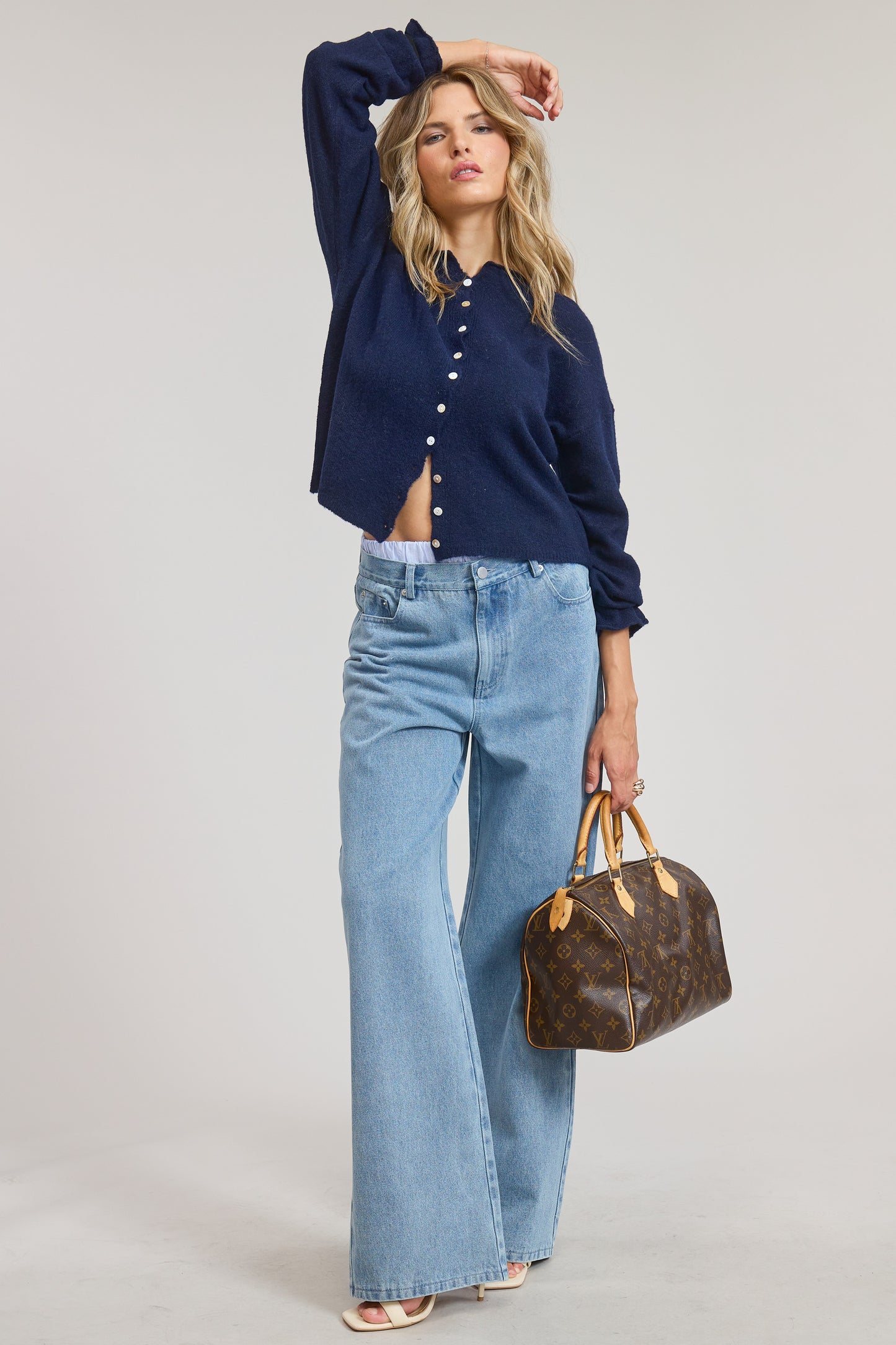 Classic Navy Cardigan Top