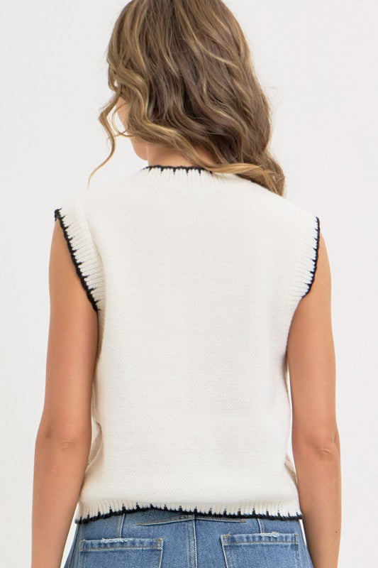 Button-front  Sweater Vest Top