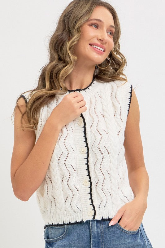 Button-front  Sweater Vest Top