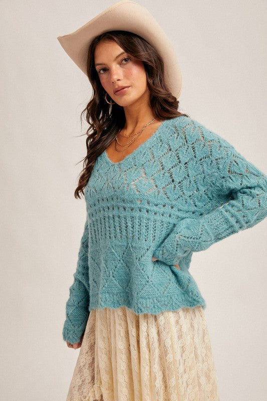 Aqua Crochet Sweater