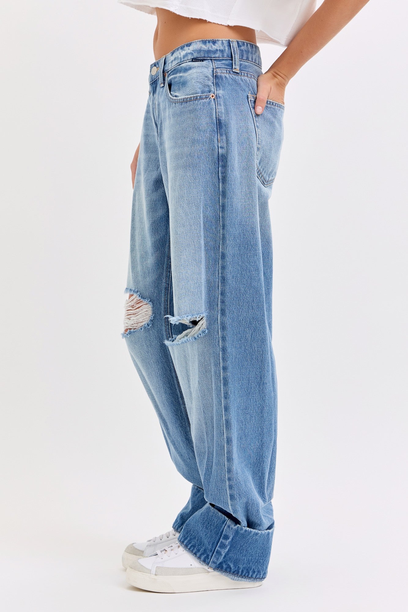 Low Baggy Jean With Self Cuff